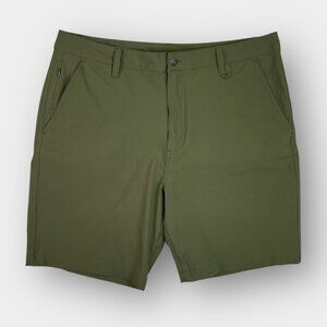 tentree Men's Olive Chino Golf Shorts 36 Stretch Belt Loops Pockets Flat Front